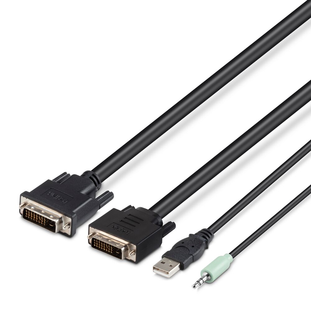 TAA 2 DVI/USB/AUD SKVM CBL, DVI-D M/M; USB A/B, 10', Noir, hi-res